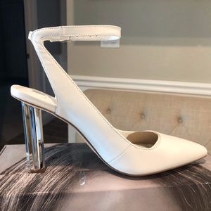 JLO White Anke Strap Pumps NWT